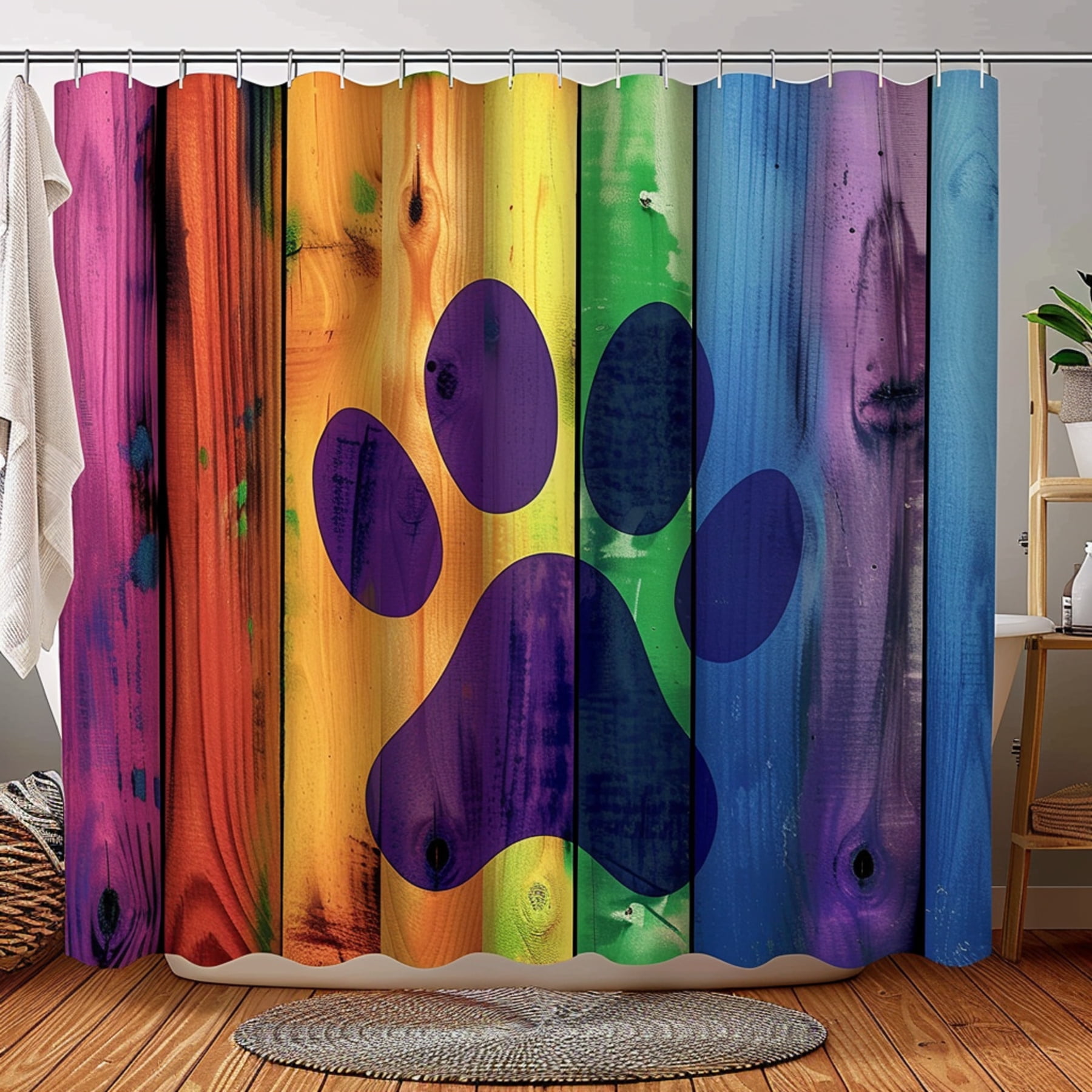 Artistic Dog Paw Print Shower Curtain Transform Your Bathroom with ...