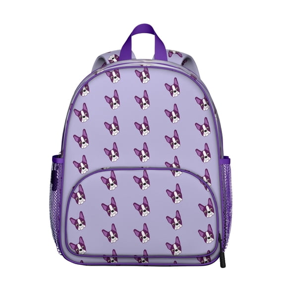 Artistic Dog Print Student Backpack – Cute Puppy Paw Pattern with Bone and Tail Cartoon Design, Watercolor Style for School