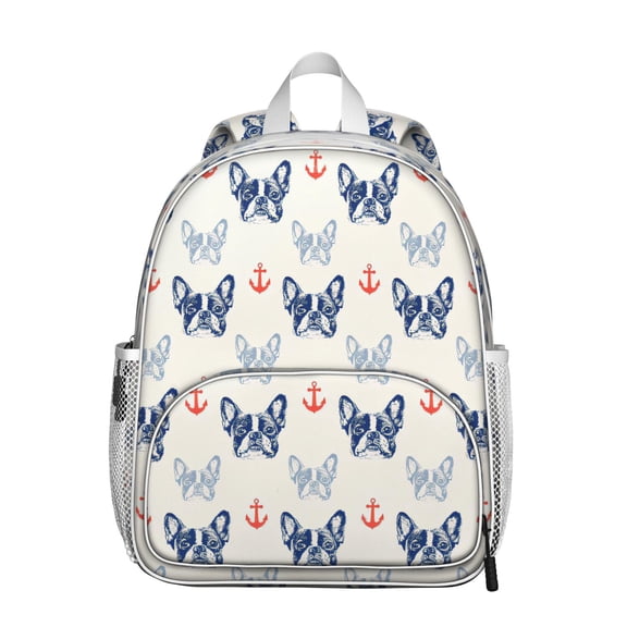 Artistic Dog Print Student Backpack – Playful Puppy Paw Pattern with Bone and Tail Cartoon Design, Watercolor Style for School