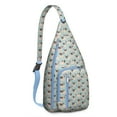 thumbnail image 1 of Artistic Dog Sling Bag - Dogs and Flowers Print (Multi-Pocket Organized, Adjustable & Waterproof), 1 of 4