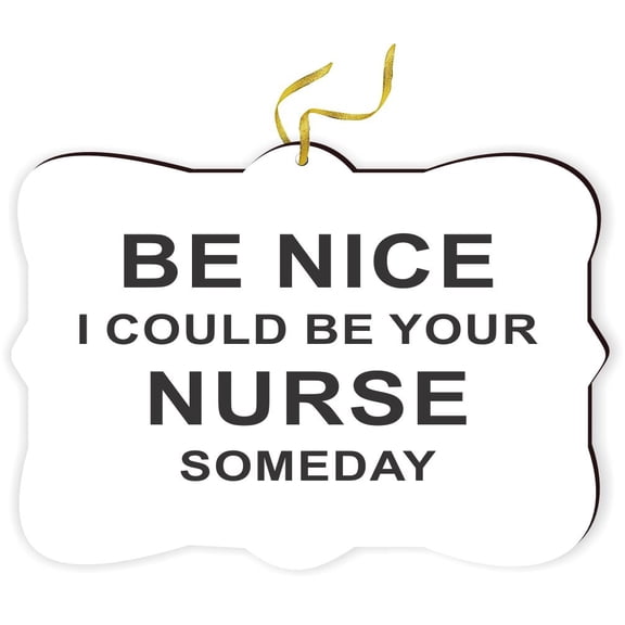 Artistic Donna - Be Nice I Could be your Nurse someday - for Car Interior Rear View Mirror Hanger Car Accessories Interior Decoration Hanging Ornament Fancy Christmas Tree Ornament for Christmas