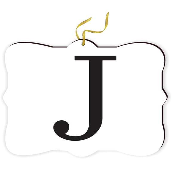 Artistic Donna - Bold Letter J Personalized Monogram Letter - for Car Interior Rear View Mirror Hanger Car Accessories Interior Decoration Hanging Ornament Fancy Christmas Tree Ornament for Christmas