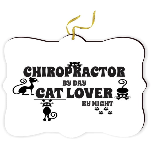 Artistic Donna - Chiropractor by Day Cat Lover by Night - for Car Interior Rear View Mirror Hanger Car Accessories Interior Decoration Hanging Ornament Fancy Christmas Tree Ornament for Christmas