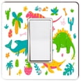 thumbnail image 1 of Artistic Donna -Kids Room Décor - Funny Dinosaurs - Colorful Dinosaurs -Light Switch Plate Cover - Rocker Switch Plate, 1 of 1