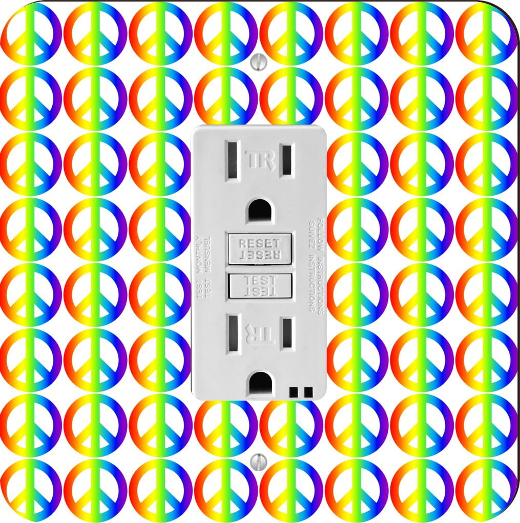 Artistic Donna - Rainbow Peace Signs on White -Light Switch Plate Cover ...