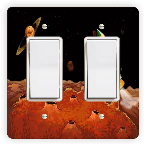 Artistic Donna - Rocket Ship - OuterSpace -Double Rocker Light Switch Cover - Double Rocker Switch Plate