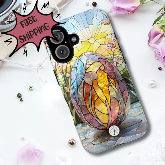 Artistic Egg Stained Glass Easter Spring Case iPhone 17 through 11 Pro Max
