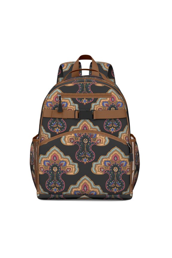 Artistic Elegant Paisley Backpack Lightweight with Chest Strap for Commuters