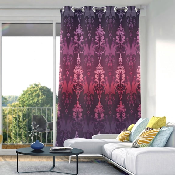 Artistic Ethnic Flowers Pattern Blackout Curtains 84"x42" Thermal Insulated Curtain 1 Panel