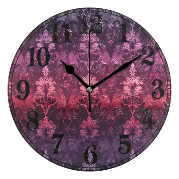 Artistic Ethnic Flowers Pattern Silent Wall Clock 10" Non-Ticking Battery Clock