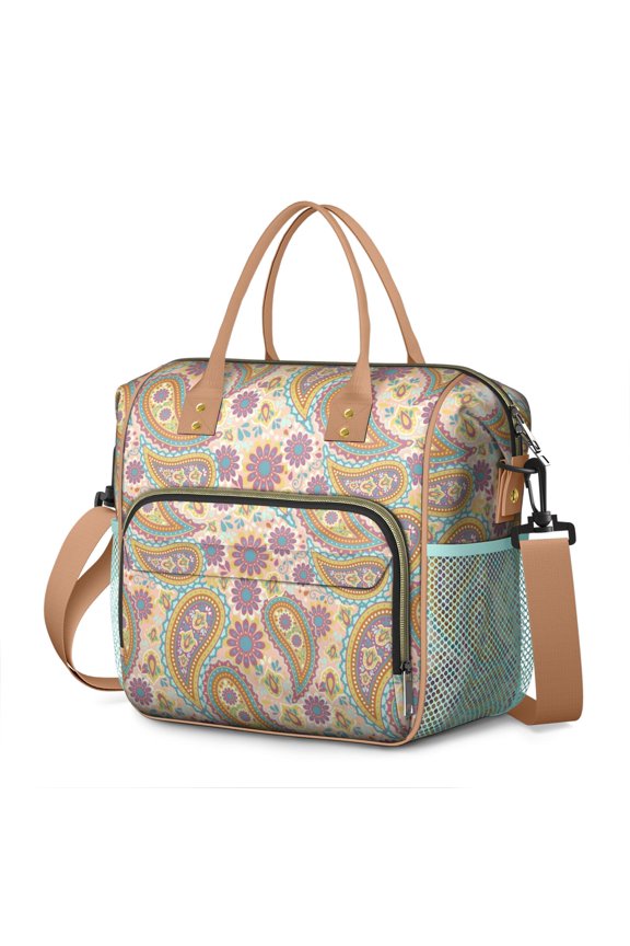 Artistic Ethnic Insulated Tote Bag - Large Leakproof Picnic Cooler with Thermal Lining & Easy-Clean Exterior (Exotic Chic Design)