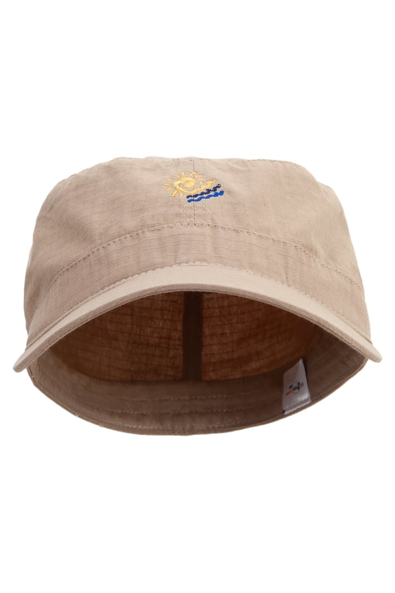 Artistic Europe Sunshine Icon Embroidered Big Size Cotton Fitted Military Cap - Khaki 8