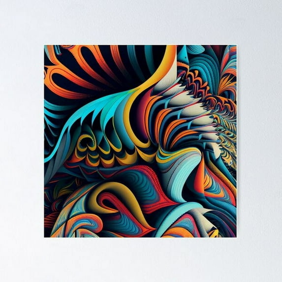 Artistic Extreme Maximalist Pattern Digital Painting Poster Wall Art, Modern Wall Decor For Living Room Bedroom, 24x24 UNFRAMED