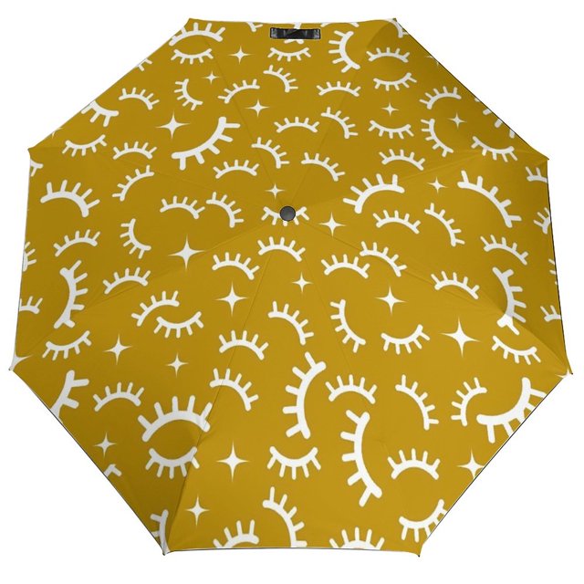 Artistic Eyelashes 8 Ribs Auto Umbrella Cute Closed Eyes Black Coat