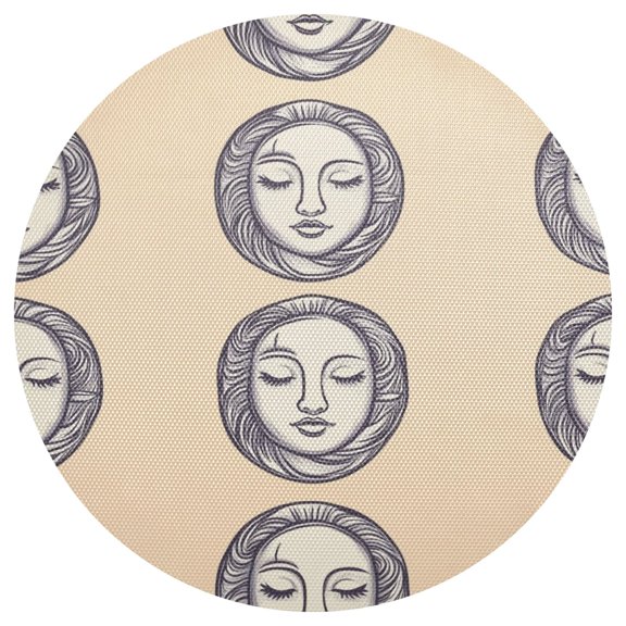 Artistic Facial Patterns 15.4in Diameter PVC Plate Mat, Heat-Resistant and Cuttable, Kitchen Decor