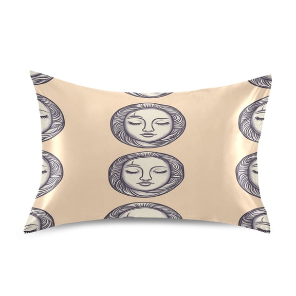 Artistic Facial Patterns King Size Pillowcase Ultra Soft Silky Fabric Wrinkle Fade Resistant 20x40in