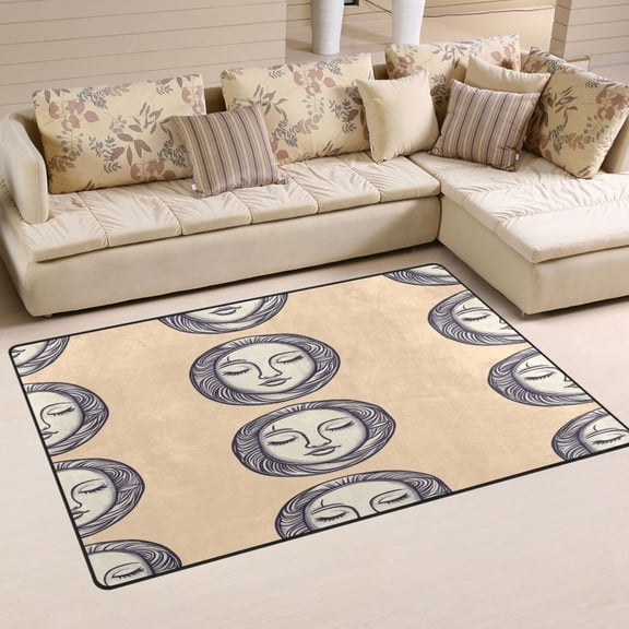 Artistic Facial Patterns Soft Polyester Area Rug 31''x20'', Non Slip, Memory Foam, Water Absorbent