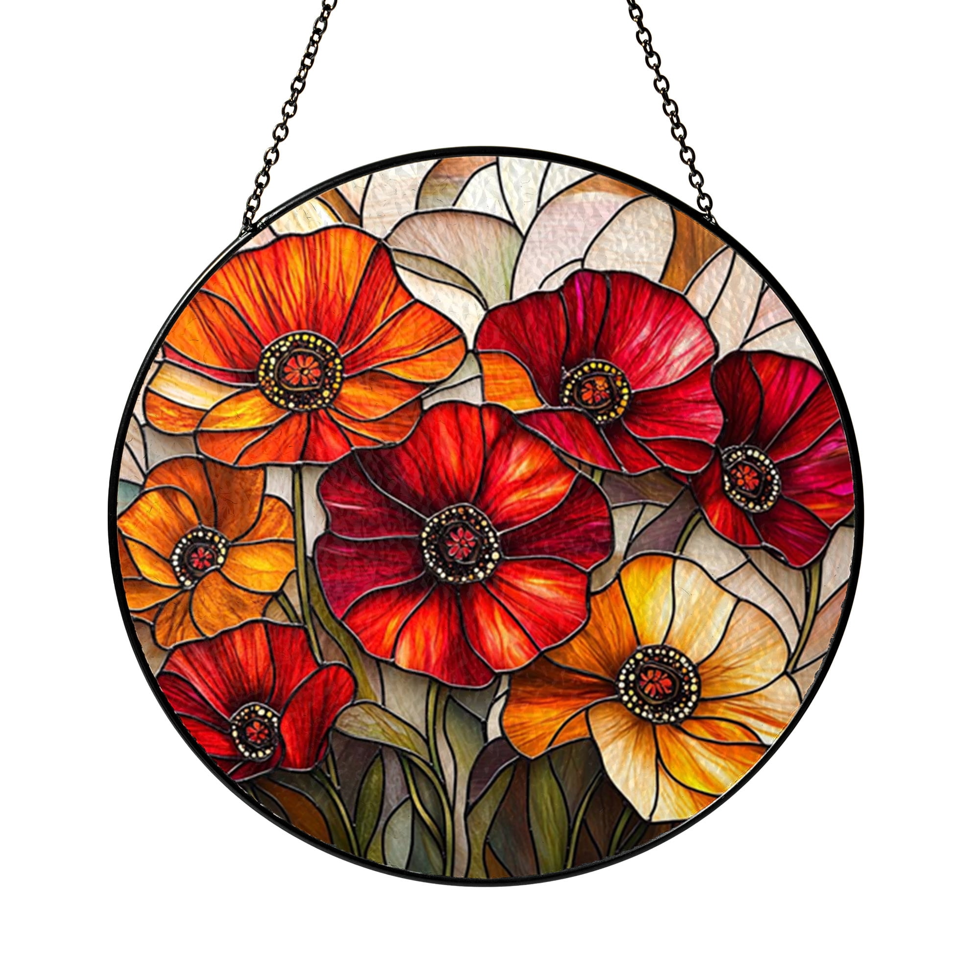 Artistic Fantasy Floral Stained Glass Suncatcher Window Decor ...