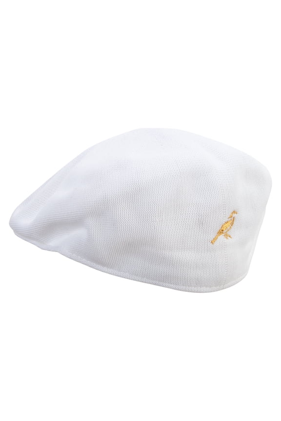 Artistic Finch Bird Embroidered Big Mesh Ivy Cap - White XL-2XL