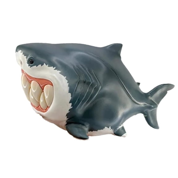 Artistic Fish Figurine with Smiling Teeth Detailed Resins Sculpture Home Office Desktop Shelf Decors Gift