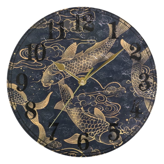 Artistic Fish Silent Wall Clock 10" Non-Ticking Battery Clock