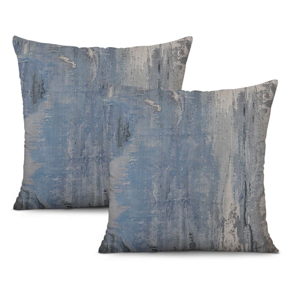 Artistic Flair: Abstract Art Pillow Covers in Blue and Grey, 16x16 Inch - Modern Gallery Decor for Bedroom, Sofa, Living Room - Set of 2