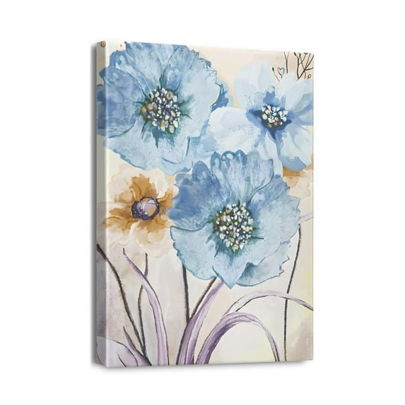 Artistic Flair Blue Vintage Tulip Watercolor Decals, Rub-On Transfers for Furniture, Crafts & Home Decor, 12x16 inches