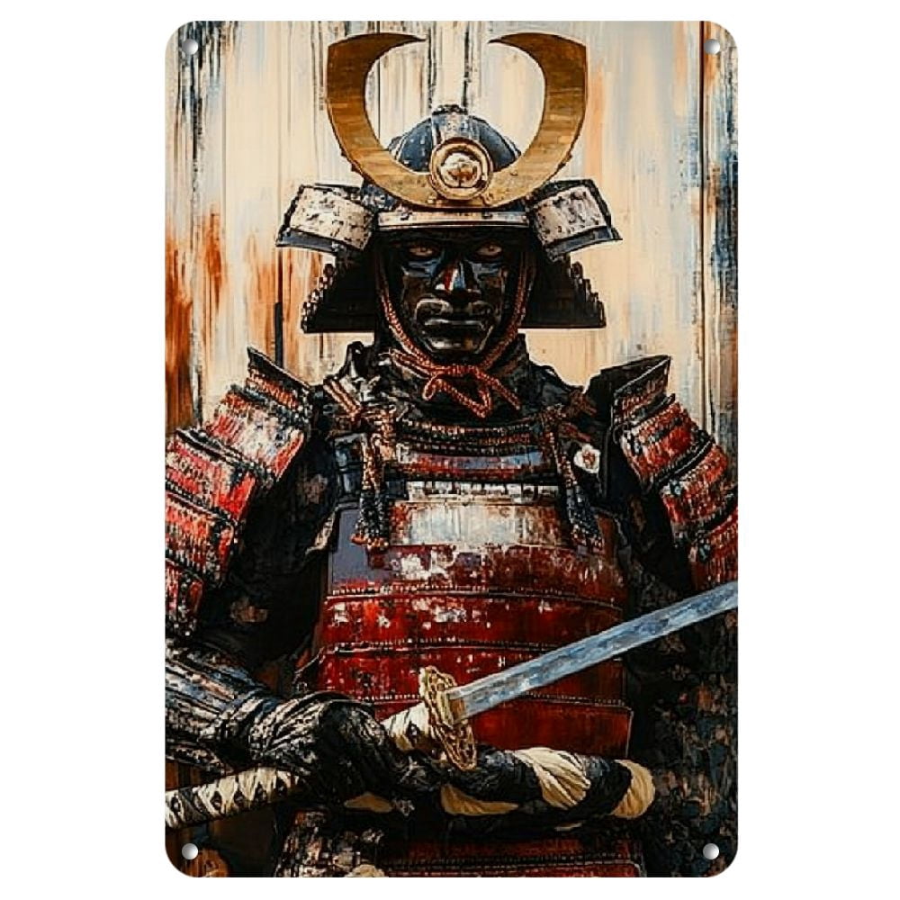 [Artistic Flair] Vintage Japanese Samurai Metal Sign (8
