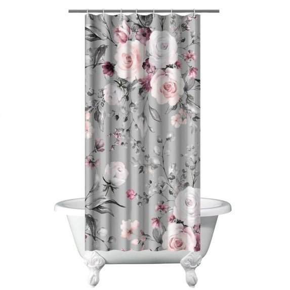Artistic Floral Bloom and Garden Shower Curtain 36x72, Romantic Watercolor Print