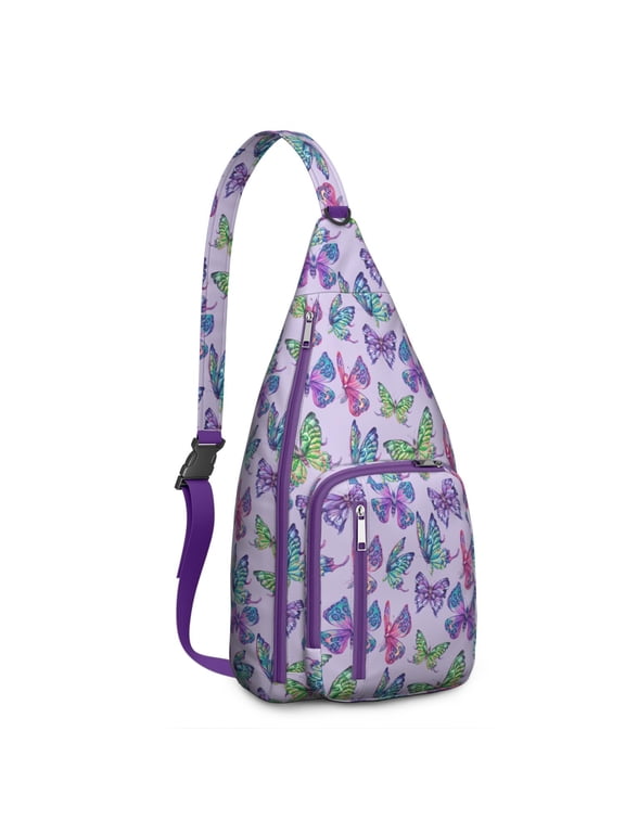 Artistic Floral Crossbody Bag - Waterproof Butterflies Design Sling Pack, Breathable Outdoor Shoulder Bag for Men Women (Gift Ready)