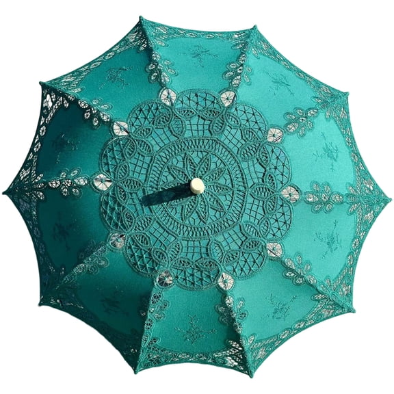 Artistic Floral Lace Umbrella Wooden Handle Sun Shade For Special Occasions & Women Accessories