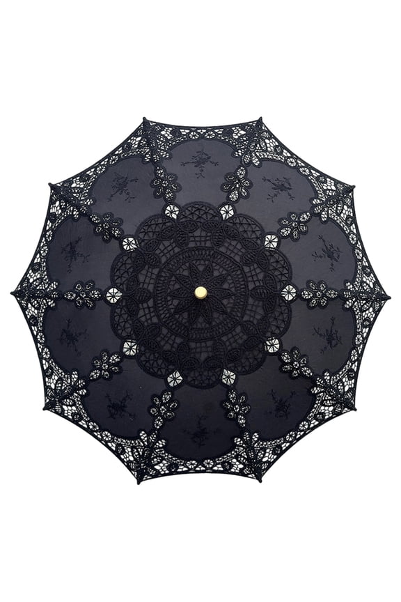 Artistic Floral Lace Umbrella Wooden Handle Sun Shade For Special Occasions & Women Accessories
