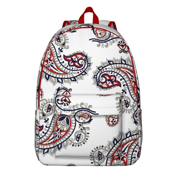 Artistic Floral Paisley Backpack for Women, Retro Boho Ethnic Canvas Bookbag, Lightweight Travel Daypack with Mandala Pattern