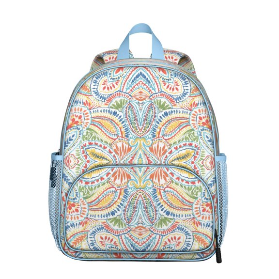 Artistic Floral Pig Backpack - Adjustable Spine-Friendly Daypack for Students with Double Zipper & Side Pockets