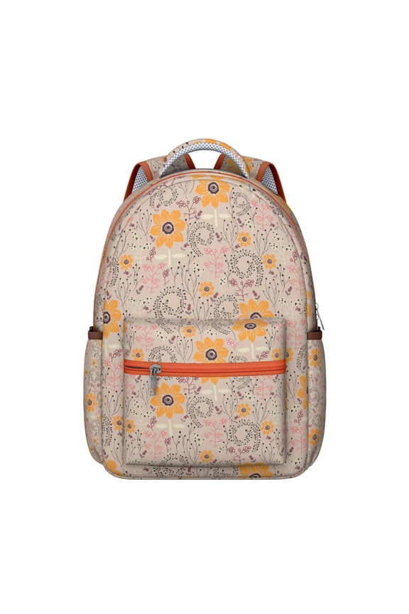 Artistic Floral Print Students’s Backpack Comfortable and Lightweight School Bag with Botanical Garden Print and Romantic Rose Pattern