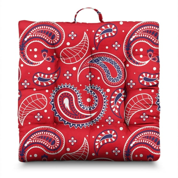 Artistic Floral Zabuton Floor Cushion - Japanese-Style Oversized Sitting Pillow with Ethnic Pattern, 9-Point Stitching, Sunlight Fluffing