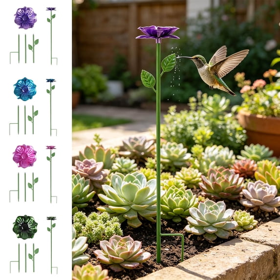 Artistic Flower Style Metal Water Feeder and Feeding Station, Sturdy ...
