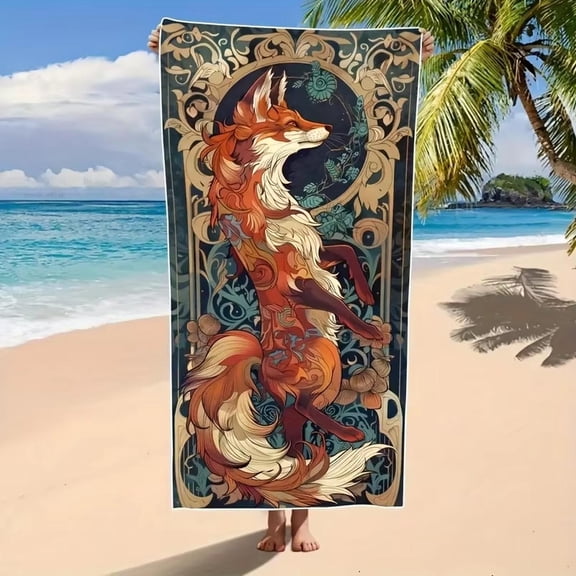 Artistic Fox Bath Towel - Ultra-Soft, Super Absorbent, Quick-Dry - Perfect for Everyday Use and Gifts, Vibrant Design
