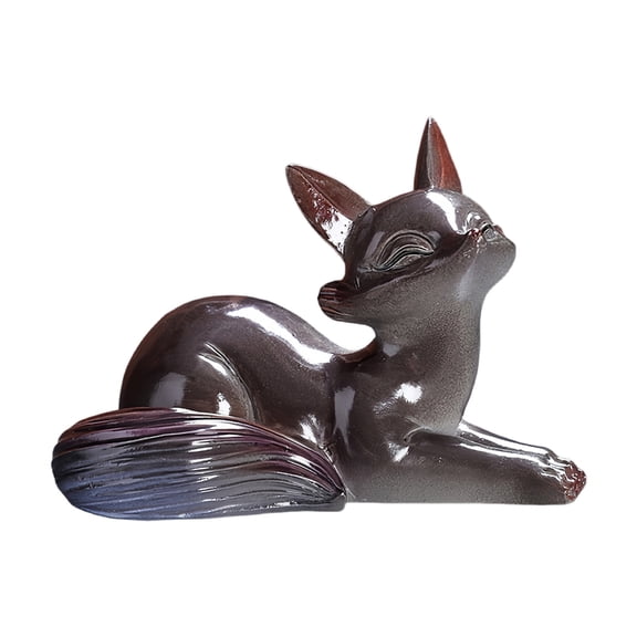 Artistic Foxes Teas Pet Figurine Heat Reactive Resin Craftsmanship Unique Table Decoration Gift Teas Ceremony Accessory