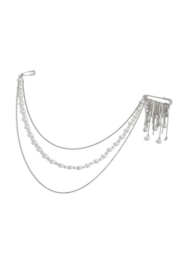 Artistic Fringe And Pearls Brooch Unique Handmade Accessory Statement Accessories For Fashionable Women