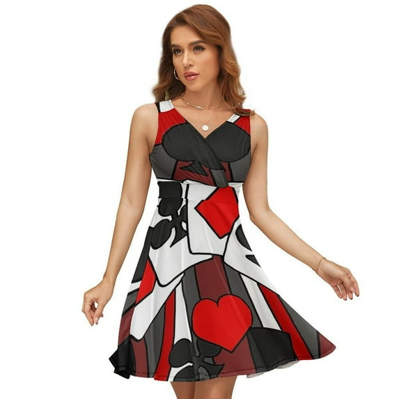Artistic Fun Playing Cards Abstract Art Dress Fashion Beach Long Dresses Female Party Printed Sundress