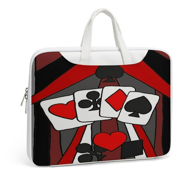 Artistic Fun Playing Cards Abstract Art PU Leather Laptop Bag Women Man