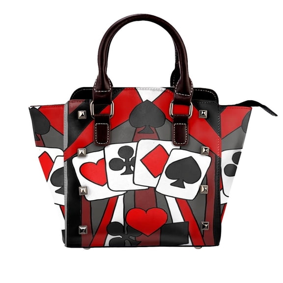Artistic Fun Playing Cards Abstract Art Rivet Fashion One-Shoulder Women's Handbag Tote Bag