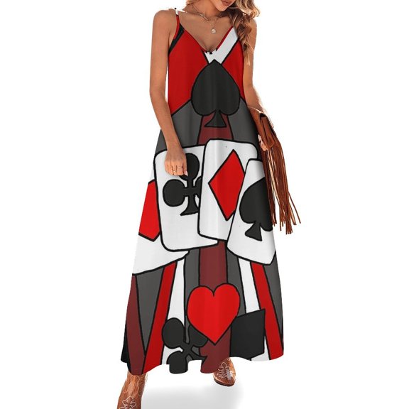 Artistic Fun Playing Cards Abstract Art Sleeveless Dress Women's Evening Dress Womans Clothing