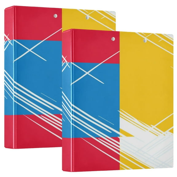 Artistic Geometric Patterns 12.4x10.6in PVC Round Ring Binder, D-Ring 3-Hole, Metal Clip, 200 Sheets