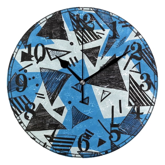 Artistic Geometric Triangle and Line Silent Wall Clock 10" Non-Ticking Battery Clock