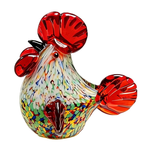 Artistic Glass Rooster Figurine with Sunlight Reflection for Home Decor