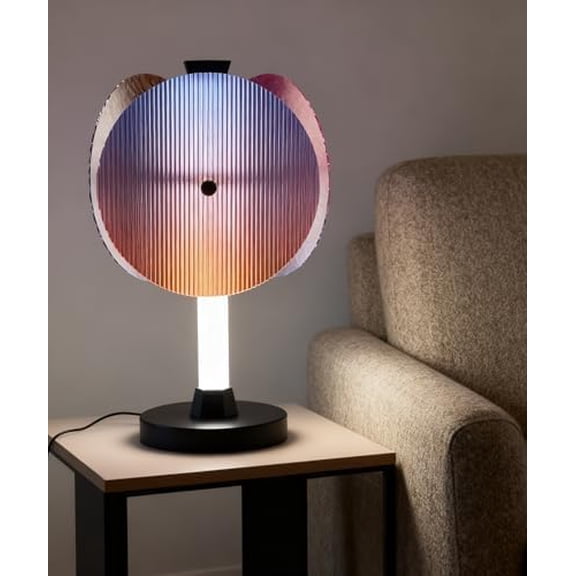Artistic Gradient Colored Textures Table Lamp, Modern Decorative LED Desk Light with Three Textured Shades for Living Room, Bedroom, Home Office, Unique Statement Lighting Fixture