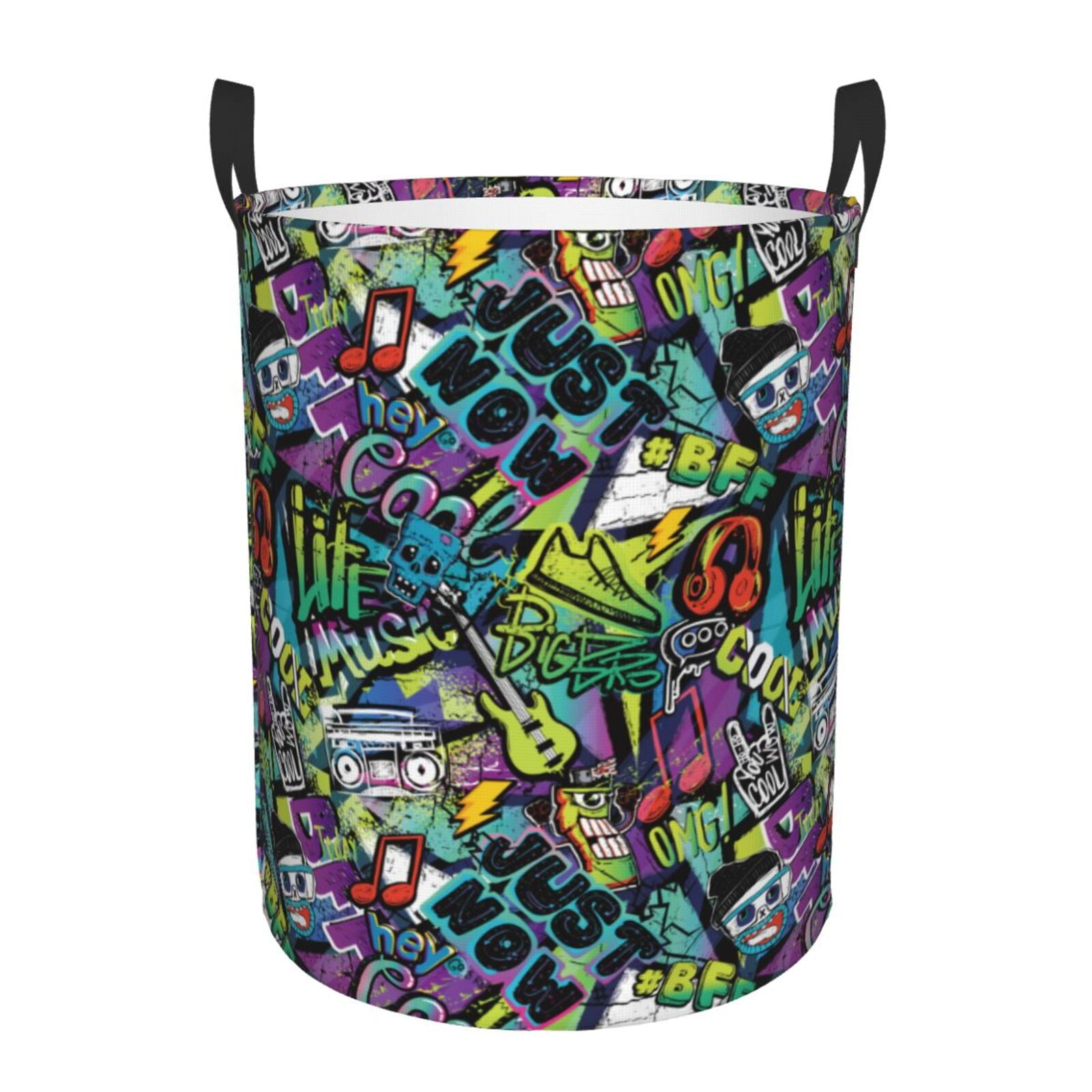 Artistic Graffiti Instrument Notes Laundry Basket, Laundry Hamper ...
