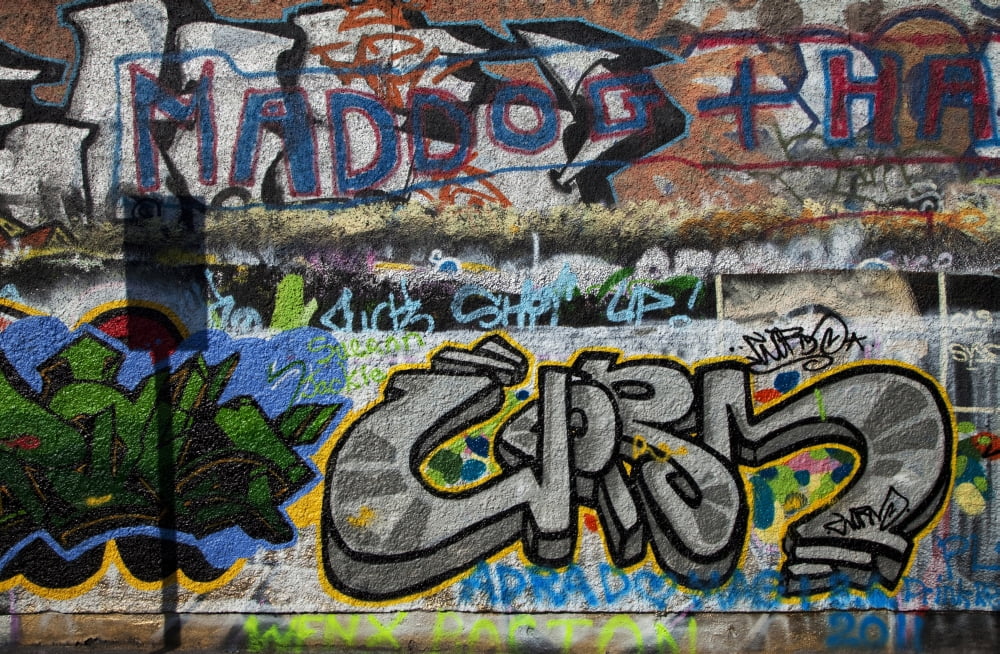 Artistic Graffiti on the U2 Wall in Windmill Lane Dublin City Ireland Canvas Art - Panoramic Images (18 x 12)